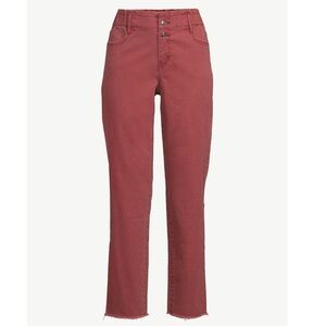 Scoop dark sienna crop length straight leg jeans raw hem elastic waist size 6